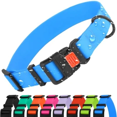 Image de CollarDirect Collier Colorés Imperméables Réglable pour Chien Animaux de Compagnie Petits et Grands Chiens Rose Noir Bleu Menthe Vert Orange (Bleu, 45 66 cm)