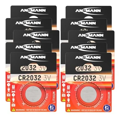 Image de ANSMANN Piles Bouton CR2032 3V 240 mAh (Lot de 10) Plates Standard qualité supérieure Lithium pour Appareil paiement sans Contact, système d&#039;ouverture Garage, etc.
