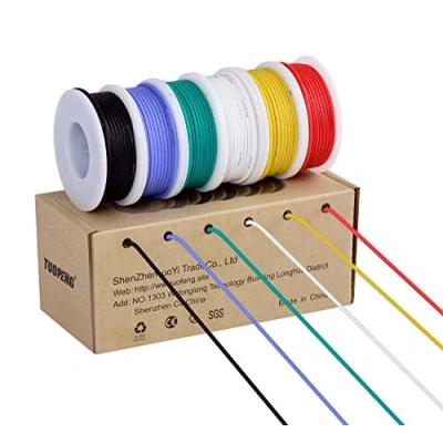 Image de TUOFENG fil électrique de 18AWG, raccordez le flexible Silicone calibre 18 (6 différentes bobines colorées 4 mètres) Résistance à hautes températures échoué 600V