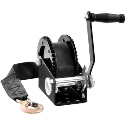 Image de VEVOR Treuil Manuel Capacité de Traction 907,1 kg Remorque Bateau Manivelle Robuste avec Sangle en Polyester 7 m Cliquet Bidirectionnel à pour Remorque, Bateau, VTT