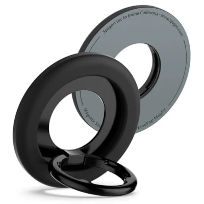 Image de Spigen Nano Pop MagFit Anneau Telephone pour Magsafe, [Fixation Magnétique et réglage à 135] Support Poignée Téléphone Compatible avec iPhone 16 15 14 13 12 Noir