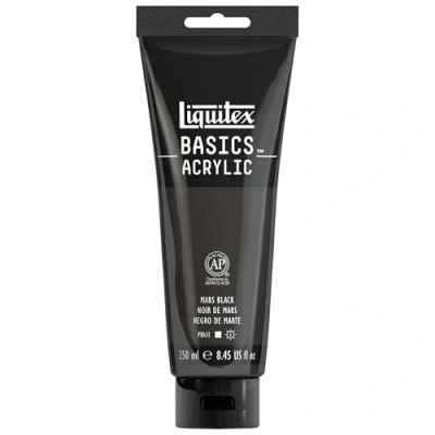 Image de Liquitex 88700222 Basics peinture acrylique, artistique monopigmentée, résistante à la lumière, qualité archive, finition satinée, tube De 250 ml Noir Mars