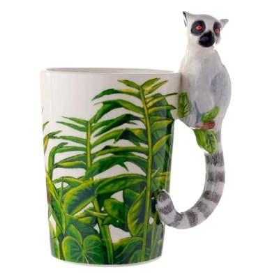 Image de Puckator SMUG28 Mug Lémurien avec Anse Travaillée 12 x 8,5 14,5 cm