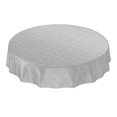 Image de ANRO Nappe en Toile cirée Aspect Lin Gris 140 cm