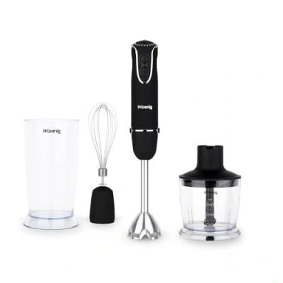 Image de H.Koenig Mixeur Plongeant à main 4 en 1 MIX75 Inox 850W, Hand blender Fonctions, Turbo 5 vitesses, Multifonctions , Hachoir, Batteur, Fouet, Mélangeur, Moulinet, Ergonomique