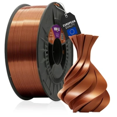 Image de WINKLE Filament PLA Silk (Seda) cuivre ancien pour imprimante 3D 1,75 mm 1 kg Finition douce et soyeuse Précision dimensionnelle Bobine de