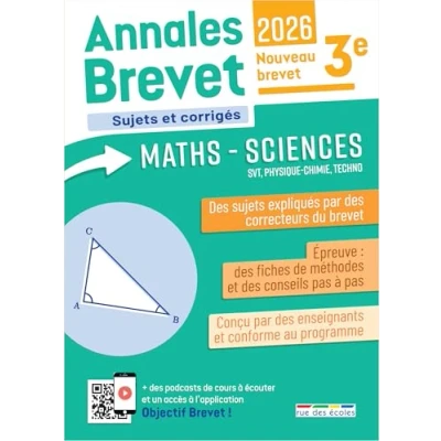 Image de Annales Brevet assuré Maths Sciences 3e 2026 Sujets corrigés et fiches de révision (Broché)