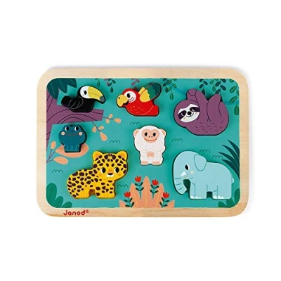Image de Janod WWF Chunky Jungle Puzzle pour enfants, Taille: One Size, Multi coloured
