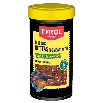 Image de Tyrol Flocons pour Poissons Nourriture Poisson Aquarium Complète à base d&#039;Ingrédients de Qualité Renforce les Couleurs des Betta 100 Ml