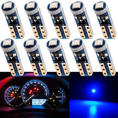 Image de Ampoules LED T5 Bleu W1.2W W2.3W pour Tableau de Bord 3030 SMD 60 Lumen DC 12V