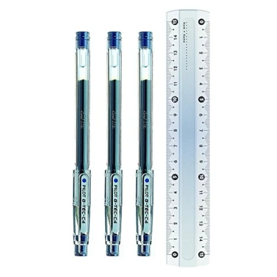 Image de Pilot G Tec C4 Lot de 3 stylos roller à encre gel Micro Pointe 0,4 mm Bleu