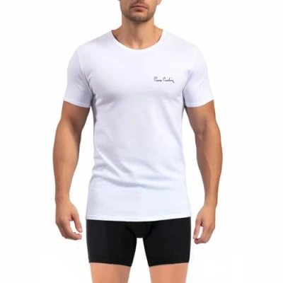 Image de pierre cardin underwear T Shirt Homme Coton, Tee Signature, Col Rond avec Broderie, Blanc XL