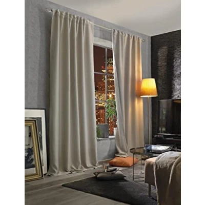 Image de HOMEBasics ACUSTICO Rideau Acoustique uni avec Protection Contre Le Bruit, la Chaleur, Froid et Les Courants d&#039;air + assombrissant Naturel 225 x 135 cm