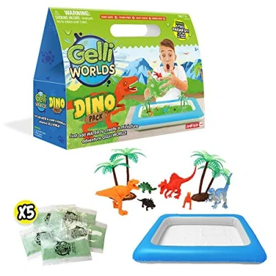Image de Zimpli Kids Gelli Adventures Dino Pack, 5 utilisations, 8 Figurines de Dinosaures, Plateau Gonflable, Ensemble Jeu imaginatif Dinosaures préhistoriques