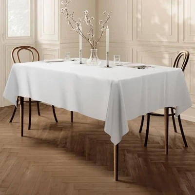Image de Home Direct Nappe Polyester Facile d&#039;entretien Rectangulaire 140 x 200 cm Uni Blanc