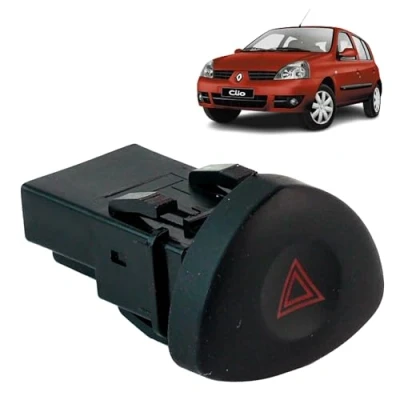 Image de Bouton warning compatible pour Clio 2 et Campus (1998 2012) interrupteur feux de détresse. 8200442723, 8200634256