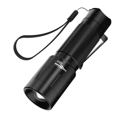 Image de ANSMANN Lampe torche LED M250F métal noir / de poche avec réglage du focus en continu 260 lumens &amp; 4 fonctions Protégée contre les projections d&#039;eau IP54
