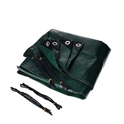 Image de Bâche en PE renforcée 8x10m, 140g/m², avec 4 Cordes de Fixation, œillets Aluminium Tous Les 50cm, Coins et Bords renforcés Imperméable, indéchirable, UV stabilisée, Étanche