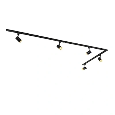 Image de QAZQA jeana Système sur rail spot luminaire plafond, plafonnier compatible pour led 5 lumière L 300 cm Noir et Or Moderne éclairage intérieur Salon I Chambre