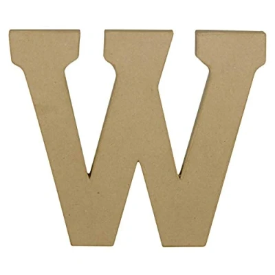 Image de Décopatch AC874C Un support en papier brun mâché 23,3x2,5x20 cm, Lettre majuscule W