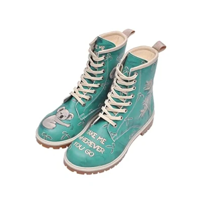 Image de DOGO Vegan En Cuir Multicolore Mode Bottes Pour Femme De Marche Confortables Fait à la Main Koala Hug Design Taille 41