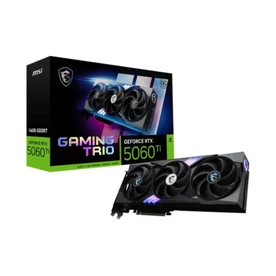 Image de MSI NVIDIA GeForce RTX 5060 Ti 16G Gaming Trio OC Carte Graphique GDDR7 128 Bits, Fréquence Boost jusqu&#039;à 2647 MHz, PCIe Gen 5, DLSS 4, DP 2.1 x 3, HDMI 1, SFF Ready
