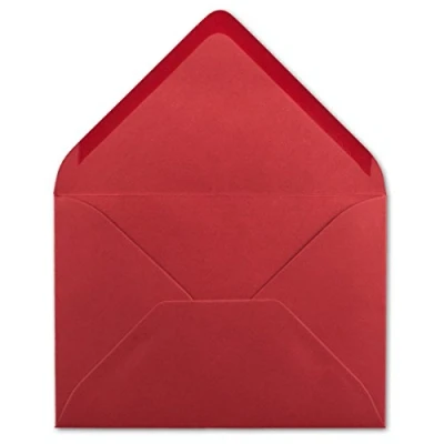 Image de Lot de 100 enveloppes Format C6 Rouge rose 11,4 x 16,2 cm 120 g/m² Fermeture humide Sans fenêtre Pour invitations Glüxx Agent