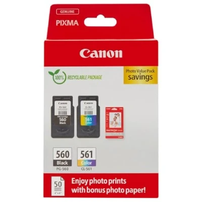 Image de Canon PG 560 + CL 561 photo value pack (PG / 561) Noir 3 couleurs Cartouche d&#039;encre Multipack