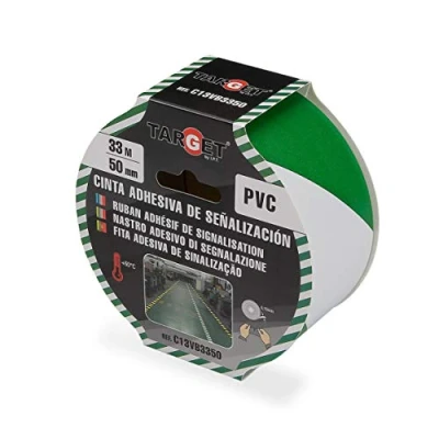 Image de TARGET C13VB3350 Ruban de Marquage Adhésif 33 m x 50 mm Sols Avertissement Signalisation Sécurité Vert et blanc