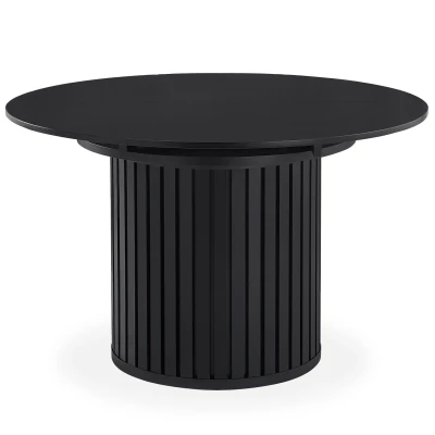 Image de Table ronde extensible pied central style colonne Burkina 120 160cm Noir Menzzo