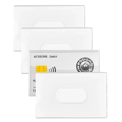 Image de webbomb Lot de 4 étuis protection robustes Pour cartes d&#039;identité et crédit avec fente le pouce bancaires, crédit, Transparent,