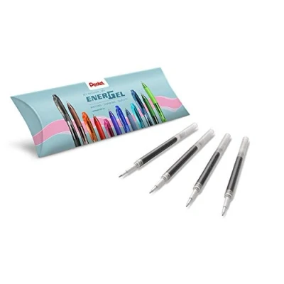 Image de Pentel Energel LR7, Recharge pour roller encre gel pointe moyenne 0,7 mm, Noir, Pack de 4