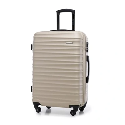 Image de WITTCHEN Valise de Voyage Bagage à Main Cabine Rigide en ABS avec 4 roulettes pivotantes Serrure Combinaison Poignée télescopique Groove Line Taille M Beige
