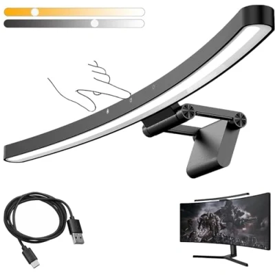 Image de LED Screenbar Lampe, USB Lampe écran ordinateur de bureau, 55cm Barre lumineuse pour le soin des yeux, Luminosité et température couleur réglables, Compatible avec les écrans incurvés 1000 3000R