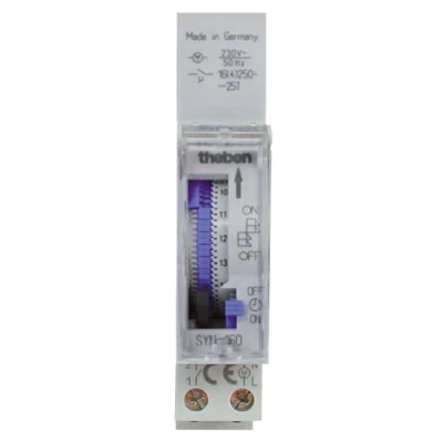 Image de Theben Syn 160 E Interrupteur horaire analogique 1 canal Programme quotidien Rail DIN