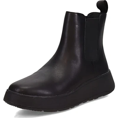 Image de Fitflop Femme F Mode Bottines Chelsea Plates en Cuir, Tout Noir, 42 EU