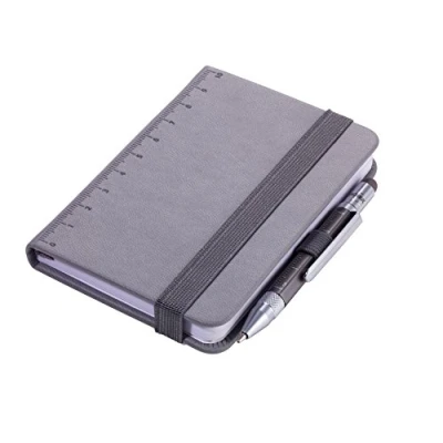 Image de TROIKA NPP25/GY Gris A7 128 feuilles Cahier (128 feuilles, Gris, Uniforme, A7, Similicuir, 1 poches)