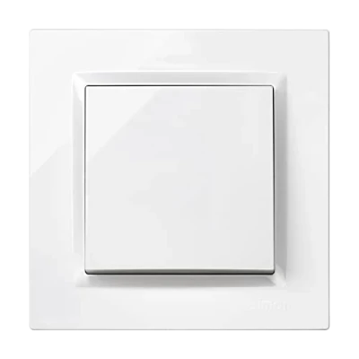 Image de Simon interrupteur commutateur, série 10, 230 V, mural intérieur, facile à installer, avec cadre, couvercle et mécanisme, couleur blanche