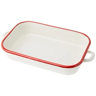 Image de Ibili 909932 Plat à Rôtir avec Anses Acier Blanc 32 x 22 7 cm
