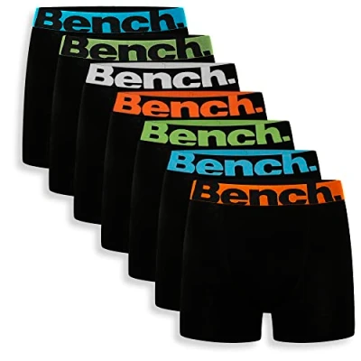 Image de Bench Lot de 3, 7, 9 et 10 boxers décontractés pour homme Coupe classique Tailles S, M, L, XL, XXL, 3XL, 4XL, Diego 7 Noir, XL