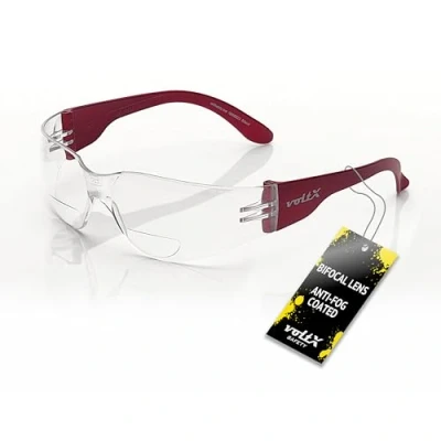 Image de voltX ‘GRAFTER’ Lunettes de lecture légères sécurité bifocales, Certifiées CE EN166F / cyclisme (TRANSPARENTES dioptrie +2.5) + Lentille UV400 Safety Reading Glasses