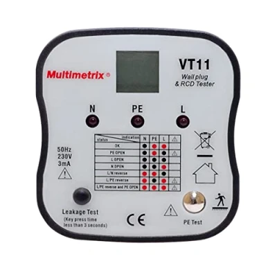 Image de Multimerix Arnoux MMXP06230304 Testeur de prise 2 pôles plus terre avec différentiel Rouge