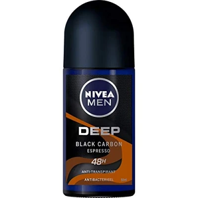Image de NIVEA Men Deep Black Carbon Espresso Lot de 3 déodorants roll on x 50 ml
