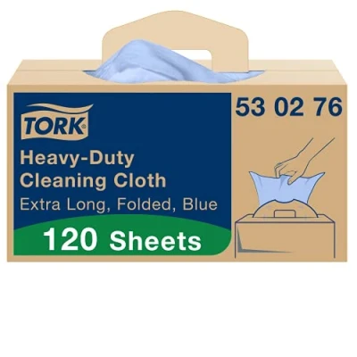 Image de Tork Chiffon de Nettoyage ultra résistant bleu W7, Distribution feuille à feuille, 1 x 120 chiffons, 530276