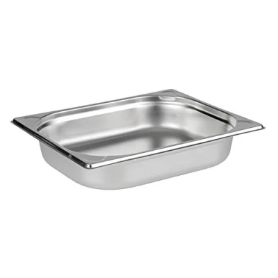 Image de Vogue Bac Gastronorme 1/2, Inox, Profondeur : 65 mm, Capacité 4 Litres, Récipient de conservation des aliments chauds et froids, Compatible Bain Marie, Couvercle vendu séparément, K927