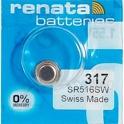 Image de Renata 1 Pile 317 en Forme de Bouton Lithium fabriquées Suisse.