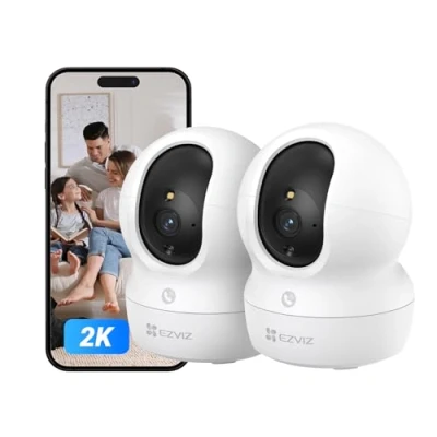 Image de EZVIZ 2K Caméra Surveillance WiFi Intérieure, Camera Bébé 2.4Ghz Pan/Tilt à 360 , Vision Nocturne Intelligente, Suivi Auto, Audio Bidirectionnel, Mode Veille, Alexa, CP1 Pro 2Pack