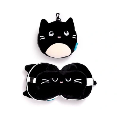 Image de Puckator Coussin Voyage Relaxeazzz Peluché 2 en 1 Chat Noir