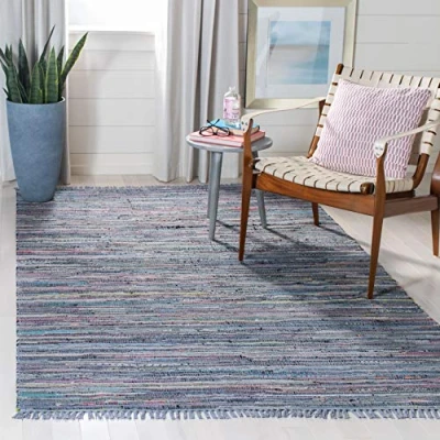Image de Safavieh Grand Tapis de Salon rectangulaire pour Une Utilisation en intérieur, Coton, Violet/Multicolore, 160 X 230 cm