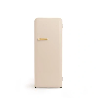 Image de CREATE / RETRO FRIDGE 150 doré/réfrigérateur à sable avec poignée dorée compartiment congélateur, 281 l/102 W, économie d&#039;énergie, design vintage, cm, 3 étagères, régulateur de température,